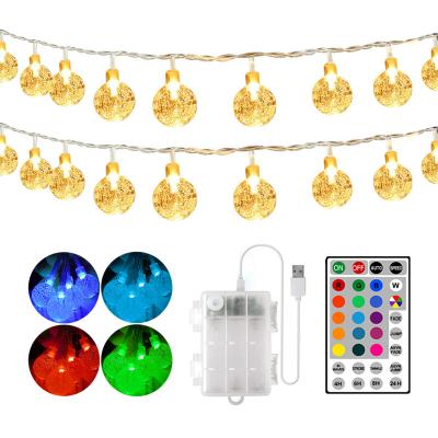 China LED Light Bulb Bubble Christmas Tree Ball Led Globe Patio String Lights RGB Color Changing Crystal Globe String Lights Remote for sale