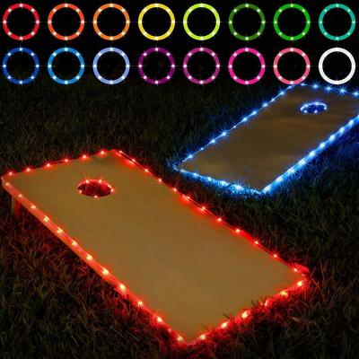 China Circle 2 Set 16 Color Changing Battery Operated LED Cornhole Panel Lights For Backyard Outdoor Games for sale