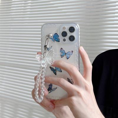 China Cute Butterfly Wristband Phone Case For Phone Protection Shell Soft Transparent Cover Phone for sale