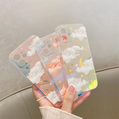 China Cute Moon Stars Clouds Pattern Phone Case For Phone Shell Luxury Laser Cover Phone for sale