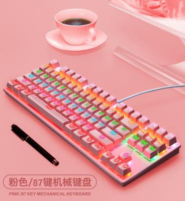 China Mechanical Gaming Computer Desktop Mechanical Keyboard Wired Green 87 Spindle Gaming Key Keyboard for sale