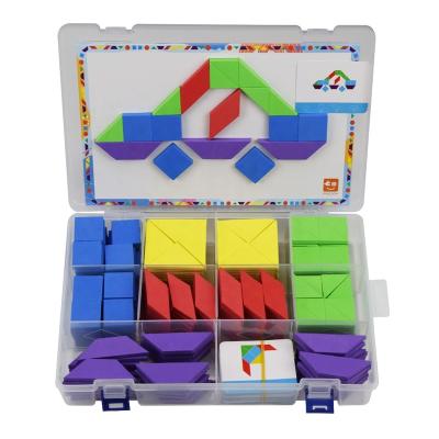 China Waterproof+Eco-friendly Kids EVA Pattern Blocks Learning Resources for Preschoolers Homeschool Supplies Kindergarten Learning Games Train Manipulatives for sale