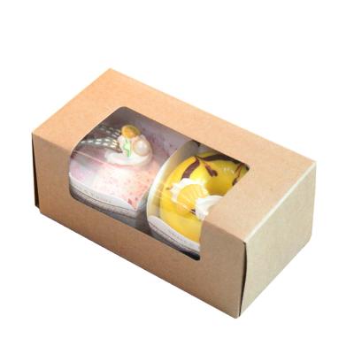 China Recycled Materials Wholesale Clear Kraft Paper Packaging Cupcake Boxes Custom Clear Cupcake Wrapper With Window for sale