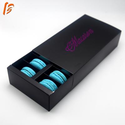 China Disposable Customized Macaron Box Black Macaron Gift Box for sale