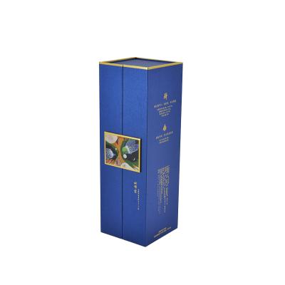 China Recycled Materials Wholesale Custom Luxury Rigid Cardboard Black Magnetic Logo Paper Fine Wine Glass Gift Pack Long Boxes for sale