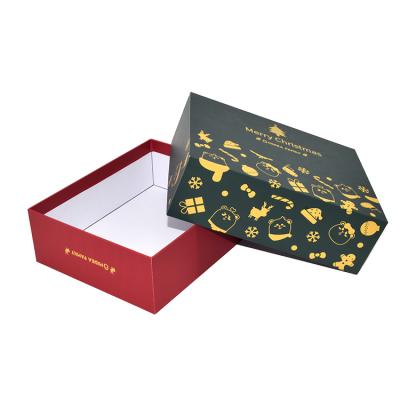 China Recycled Materials Wholesale Custom Size Printed Merry Christmas Removable Gift Cardboard Lid Box for sale