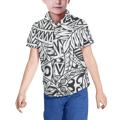 China Best Selling Breathable Polynesian Samoa Print Boys Black Casual Shirt Custom Wholesale Plus Size Oversized Fitness T-Shirts for sale