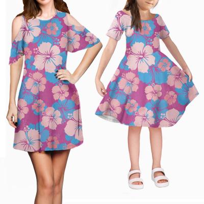 China Lovely Girls Purple Pink Plus Size Women's Dress Summer Matching Outfits Family Casual One-Piece Delivery Fashion Soft Clothing for sale