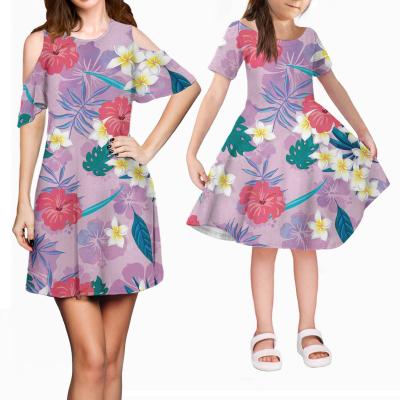 China 2021 New Products Plus Size Blue Colorful Colorful Smart Floral Women Dresses Matching Family Outfits Summer Beach Casual Clothing for sale