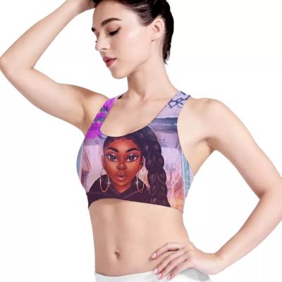 China Best Selling Breathable Women LOGO Print Custom Style Lady Girl Bra Wholesale Breathable Yoga Gym Wear African Polynesian Polyamide for sale