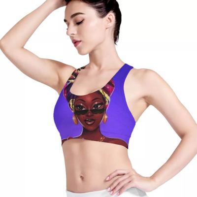 China Best Selling Women Girl LOGO Print Style Lady Wholesale Breathable Custom Bra Yoga Gym Wear African Polynesian Polyamide for sale