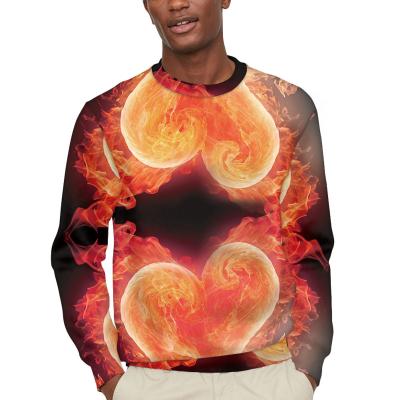 China 2021 New Hawaii Polynesia Fantasy Flame Heart Printing Pattern Men's Crewneck Sweatshirt Cheap Comfort And Fashion for sale