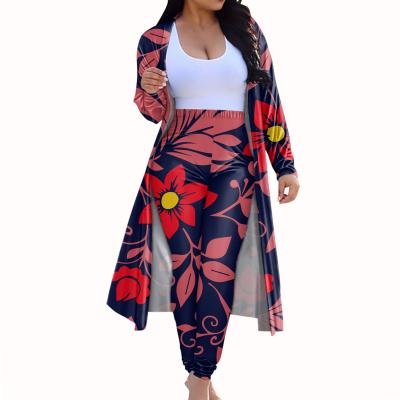 China QUICK DRY Polynesian Samoa Style Tribal Floral Print Custom Design Cape Suit 2 Piece Set Womens Womens Coats Womens Pants Casual for sale