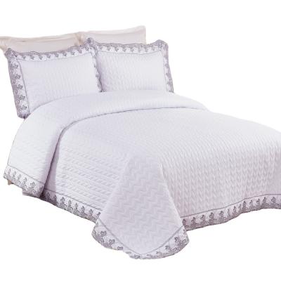 China Plain KOSMOS Bedding Polycotton Embroidery Lace 3pcs Bedding Set for sale