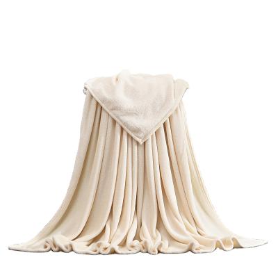 China Beige 100% Polyester Fleece Blanket Large Soft Nondisposable For Home for sale