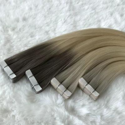 China Straight Different Colors 14-24 inch  Double Drawn 100 Virgin Invisible Tape In Hair   Extension for sale