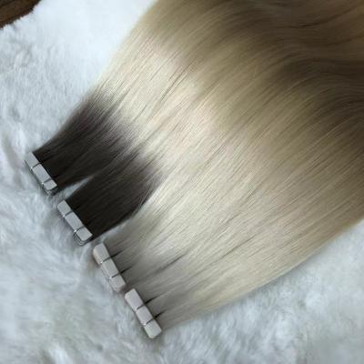 China Silky Straight Wave DINGQIAO Raw Hair Tape Ins Factory Price Unprocessed Virgin Cuticle Aligned Russian Color Tape In Human Hair Extensions for sale