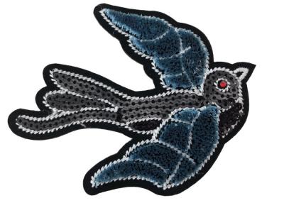 China Wholesale Red Rhinestone Embroidery Swallow Brush Patch For  Jacket for sale