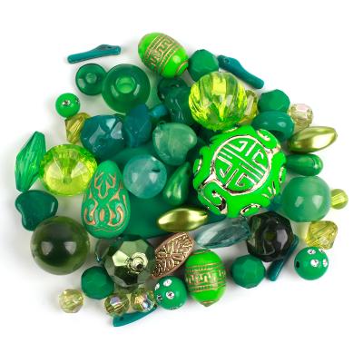 China Green Color High Quality Mixed Shapes Acrylic Plastic Loose Beads For DIY Craft for sale