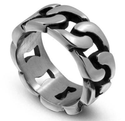 China TRENDY Simple Chain Ring Titanium Steel Men's Fashion Car Chain Stainless Steel Ring for sale