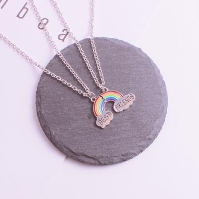 China Best Friends Friendship Necklace Rainbow Pendant Necklace Stainless Steel Friendship Pendant Jewelry for sale