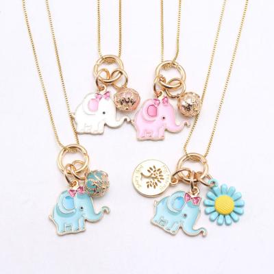 China Cute Drip Cute Alloy Pendant Necklace Children's Elephant Box Cubs' Necklace Chain Pendant Children's Necklace for sale