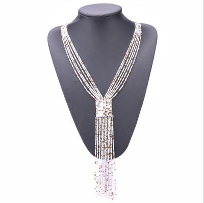 China TRENDY Long Boho Tassel Layer Seed Beads Handwoven Necklace For Women Custom Jewelry for sale