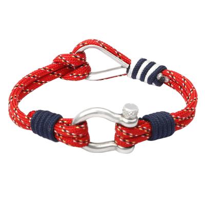 China Stainless Steel CLASSIC Nylon Shackle Rope Paracord Survival Bracelet For Men for sale