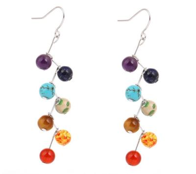 China FASHIONABLE 7 Chakra Natural Gemstone Dangle Earrings For Women for sale