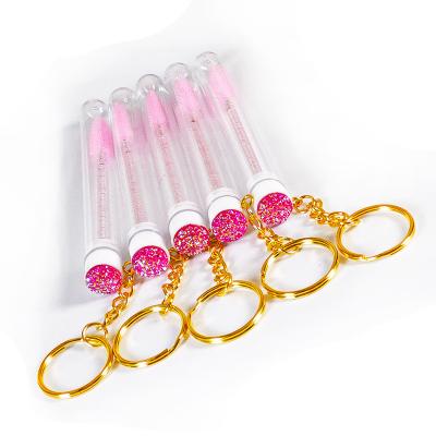 China Soft Eyelash Mascara Spoolies Brushes Lash Tube Lash Applicator Disposable Mascara Wands With Key Chain for sale