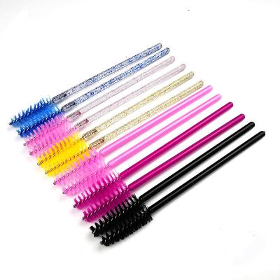 China Eyelash spoolies glitter eyelash brushes make up magic wands set Mini Eyelash Custom Crystal Rhinestone Lash Spoolies Mascara Brush for sale