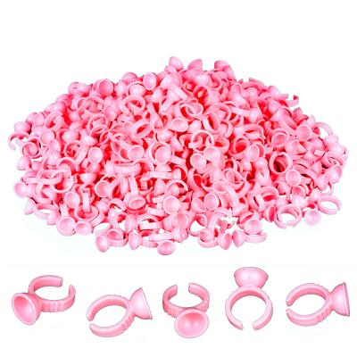 China Disposable Pink Plastic Dye Ring Ink Cups Holder Tattoo Tools Eyelash Extension Glue Rings Tattoo Ink Cups for sale