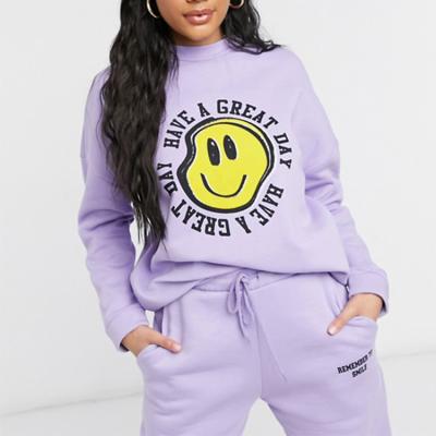 China Breathable OEM Wholesale Custom Logo Print 2 Pieces Set Cotton Tracksuits For Women Shear Women Sweat Suits for sale