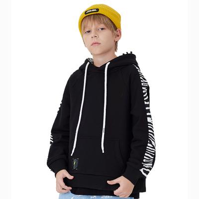 China &Terry Boys Hoodies High Quality Black Printed Heavy French Sweatshirts Anti-Shrink for sale