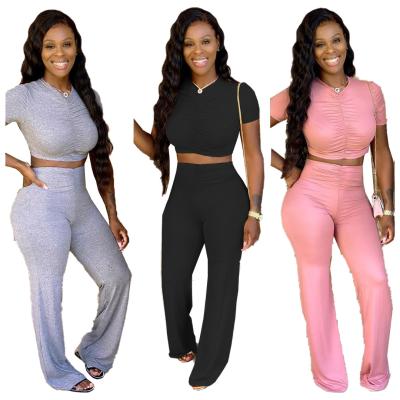 China 2 Pieces Breathable Womens Sets Yoga Autumn Slim Breathable Casual Womens Sets Flared Casual Pants Womens Sets for sale