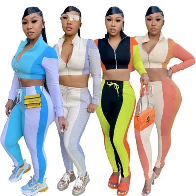 China Breathable Gym Fitness Sets Women Patchwork Women Two Piece Set Yoga Casual Women Fall Sets for sale