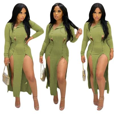 China Anti-wrinkle Autumn Dresses Slim Long Sleeve Fall Dress Clothing Long Casual Women Split Fall Dresses for sale