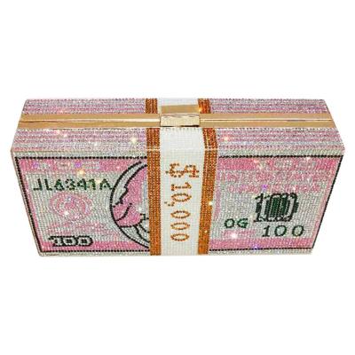 China New Fashion Dollar Clips Bling Money Bag Purse Diamond Bags Ladies Evening Clutch Sparkly Handbags for sale