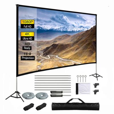 China 100 Inch 16:9 4K HD Portable Double Side Projections Movies Double Side Projection Screen with Carry Bag for Outdoor Backyard Cinema for sale