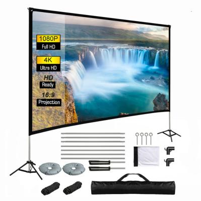 China Lightweight Side Projection / Portable 100 Inch 16:9 Polyester Cinema Outdoor Dual Projection For Double Sided Projector Screen for sale