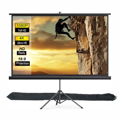 China 100 Inch Indoor Outdoor Portable Tripod Projector Convenient Screen Projector Screen With Adjustable Carry Bag For Home Desktop Height for sale