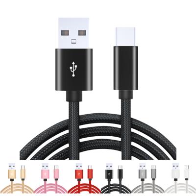 China Camera 1M 2M 10 Feet Nylon Braided Type-C Type-C USB C Charger Cable 6Color 3M Charger Tipo C Tie Up USB-c USB Cable for sale