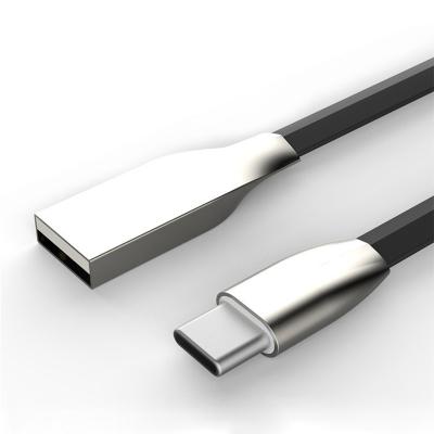 China Amazon Noodle Flat Top Selling Custom Zinc Alloy Type C Fast Charging Logo High Quality Flat Noodle Band Head USB 3.1 Cable for sale