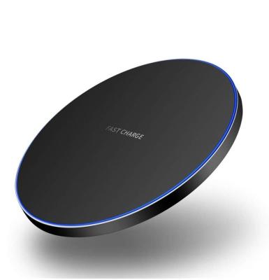 China New Ultra Lightly Certified Qi-a Wireless Charger Phone Round Wireless Charger 10W Max Fast Charging Pad Black For iPhone 11 Pro Galaxy Note S9 S8 for sale