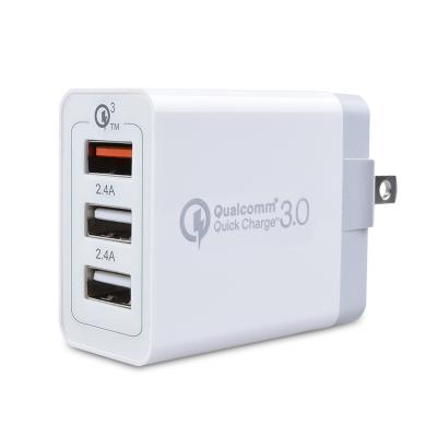 China Factory 30W 18W USB Port 3 EU Plug QC 3.0 US Plug 3 Mutil Charging Travel Mobile Phone Adapter Fast Compatible Wall Charger for sale