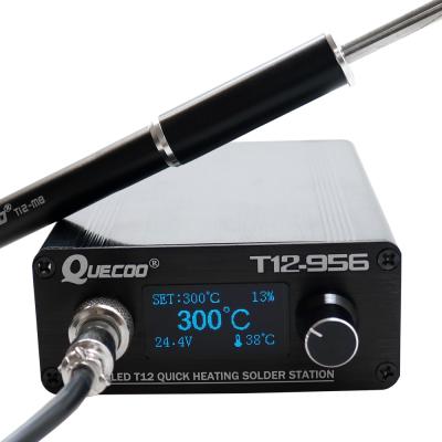 China Metal T12-956 Soldering Digital OLED 1.3inch Station Electronic Soldering Iron with M8 Metal Black Handle and T12 Soldering Iron Tips for sale