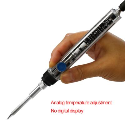 China Building Material Shops Mini Welding T12 Electric Iron Transparent Plastic Handle DC5521 DC16-24V 72W NO--Adjustable Temperature Display for sale