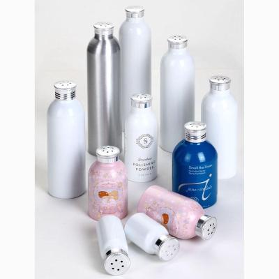 China 200G Mini Talc Bottle High Quality Customized Aluminum Bottle Talc Bottle Packaging for sale