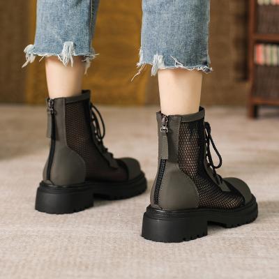 China 2022 Round Fashion Comfortable Ankle Boots For Women Platform Black Mesh Boots Flat Sandals for sale