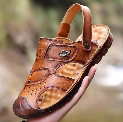 China 2022 New Summer Leather Sandals Men's Flat Toe Set Sports Trend Sandals Casual Men's Breathable Shoes for sale